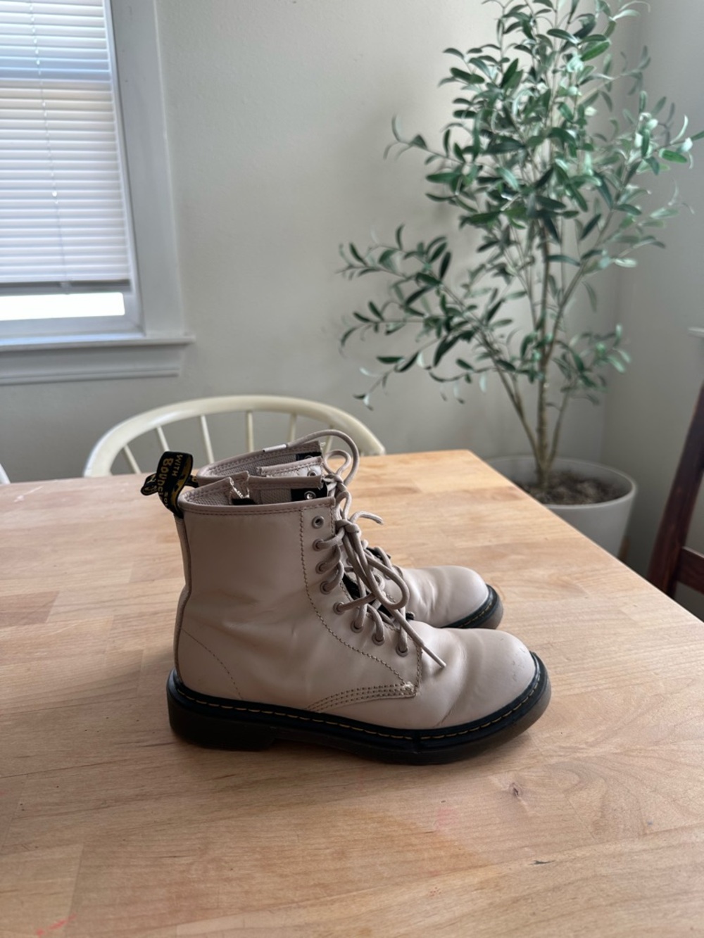 Dr. Martens Beige Lace-Up Kids Boots